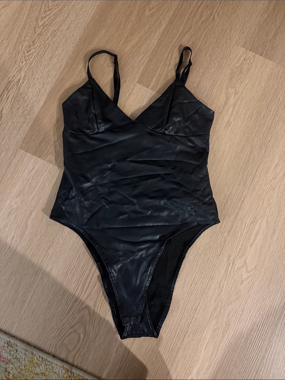 Forever 21 Black Faux Leather Bodysuit